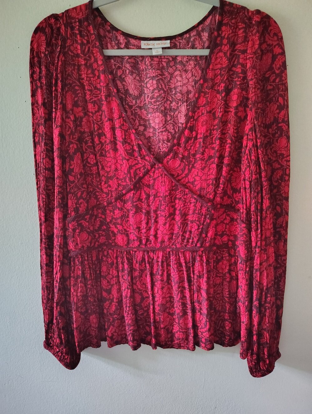 Knox Rose Red Floral Top XL Rose Floral Babydoll Indie Boho Dark Romantic Casual